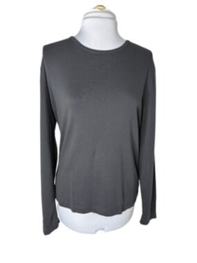 NWOT Jones NY Crew Neck Long Sleeve Charcoal Tee-Shirt Size L